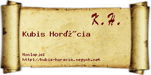 Kubis Horácia névjegykártya